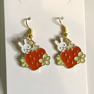 Kawaii strawberry and bunny earrings.
